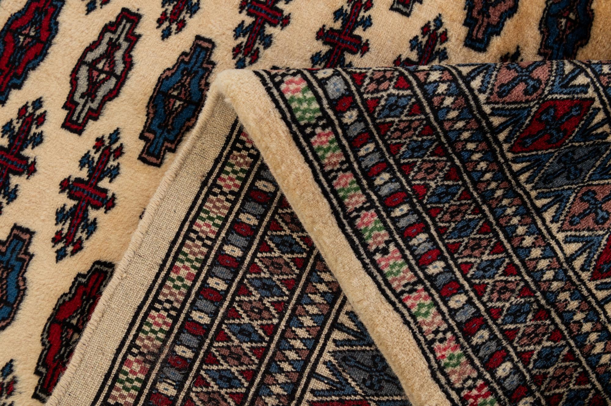 4' 3 x 6' 1 Hand Knotted Bokhara Oriental Wool Rug