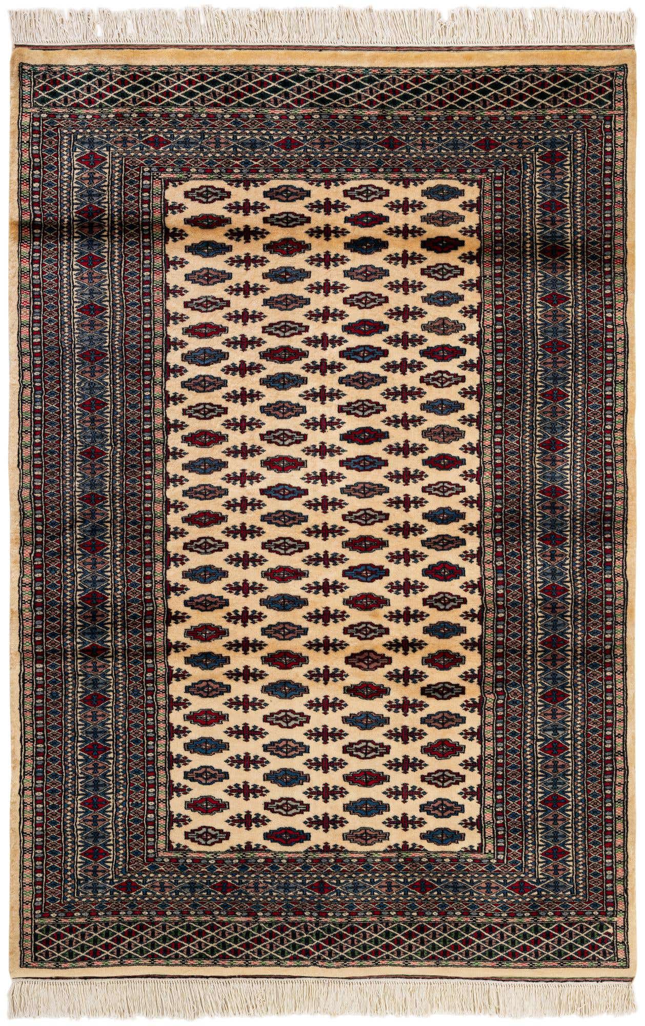 4' 3 x 6' 1 Hand Knotted Bokhara Oriental Wool Rug