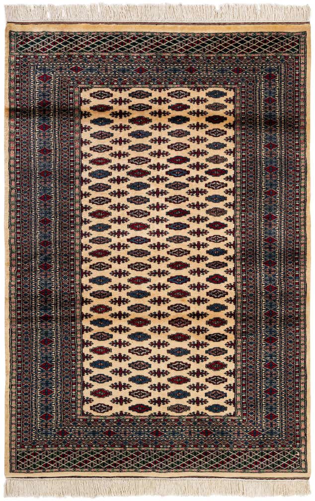 4' 3 x 6' 1 Hand Knotted Bokhara Oriental Wool Rug