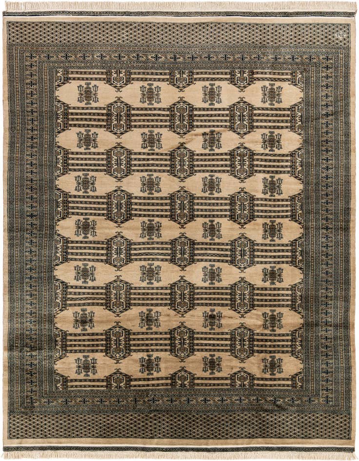 Detail image of 7' 4 x 9' 9 Hand Knotted Bokhara Oriental Wool Rug