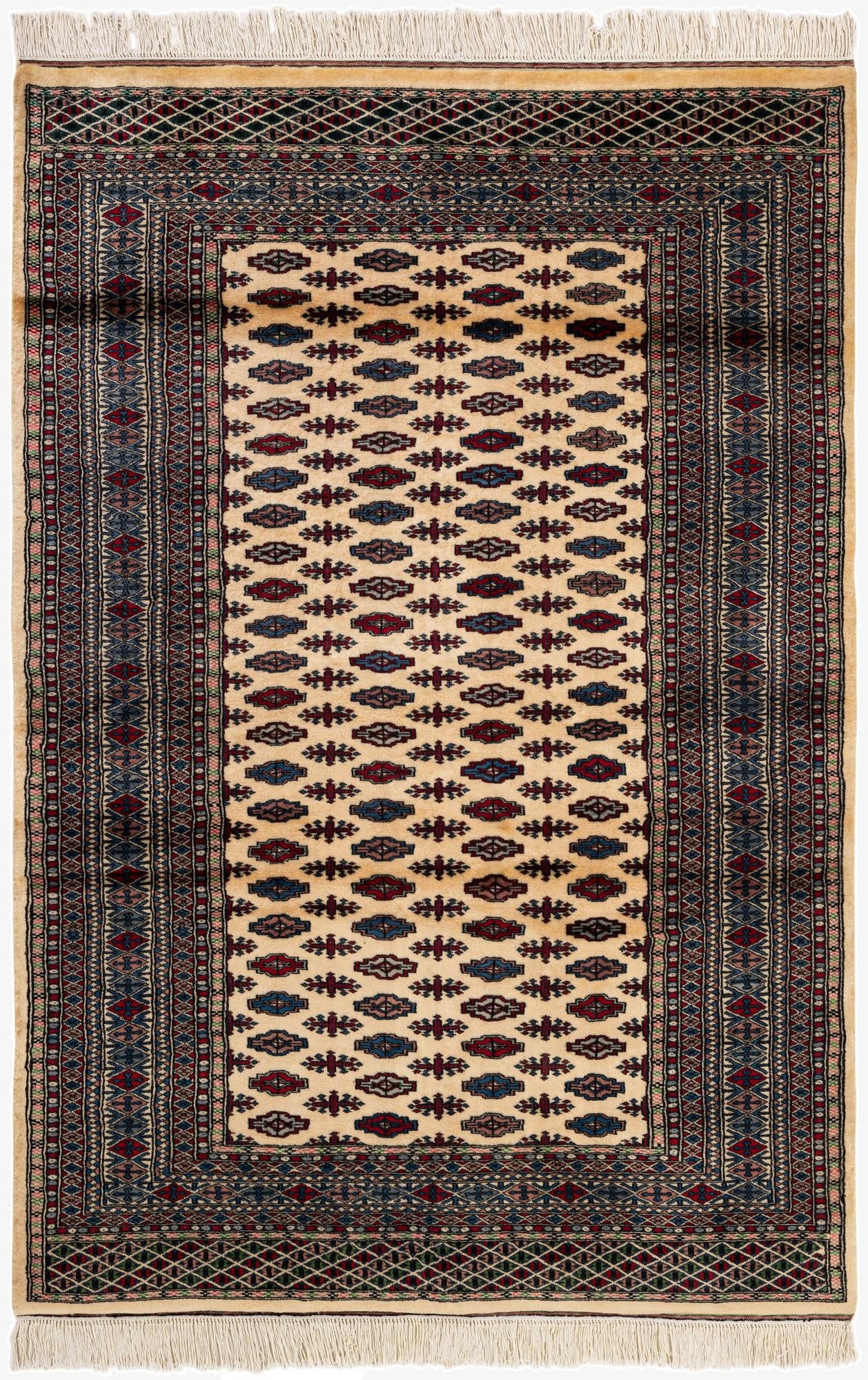 4' 3 x 6' 1  Hand Knotted Bokhara Oriental Wool Rug