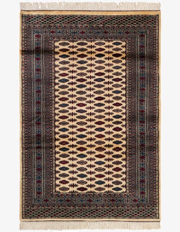 4' 3 x 6' 1 Hand Knotted Bokhara Oriental Wool Rug
