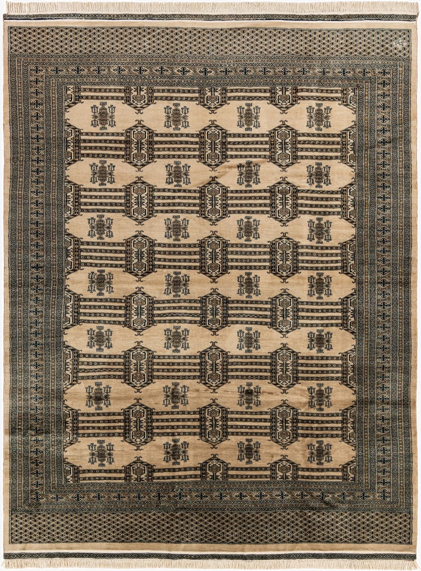 7' 4 x 9' 9  Hand Knotted Bokhara Oriental Wool Rug