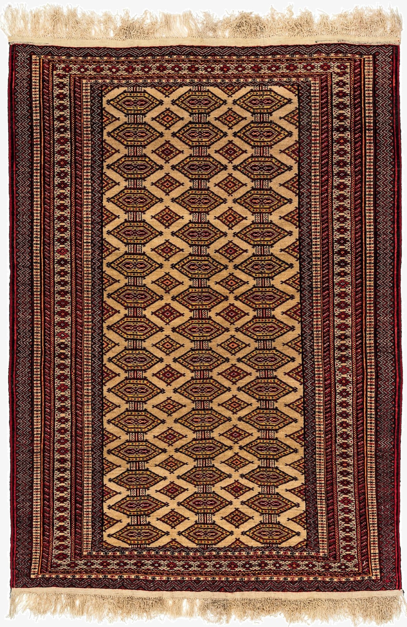 4' 3 x 6' 1  Hand Knotted Bokhara Wool Rug