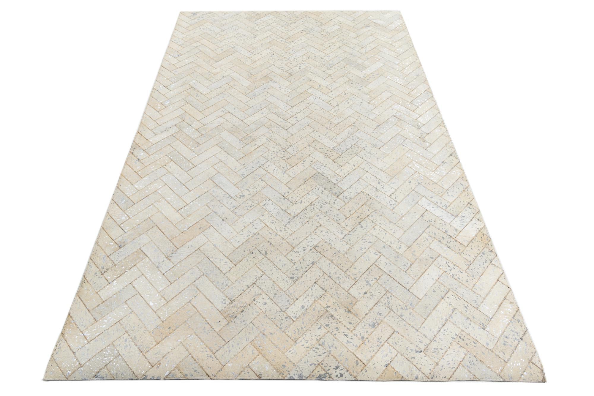 5' x 7' 10 Cowhide Leather Rug