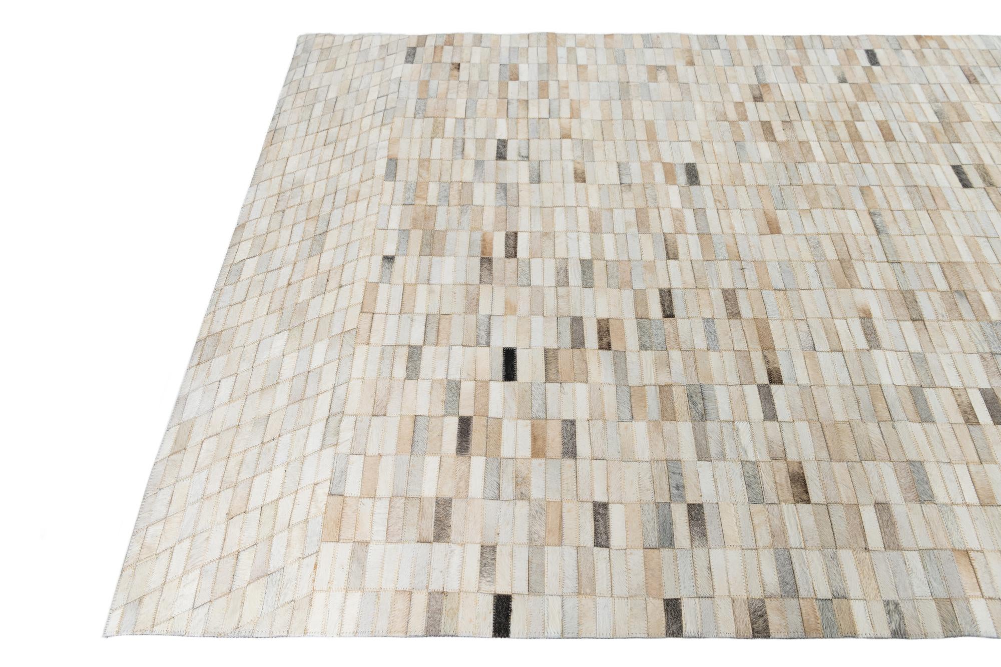 5' x 7' 10 Cowhide Leather Rug