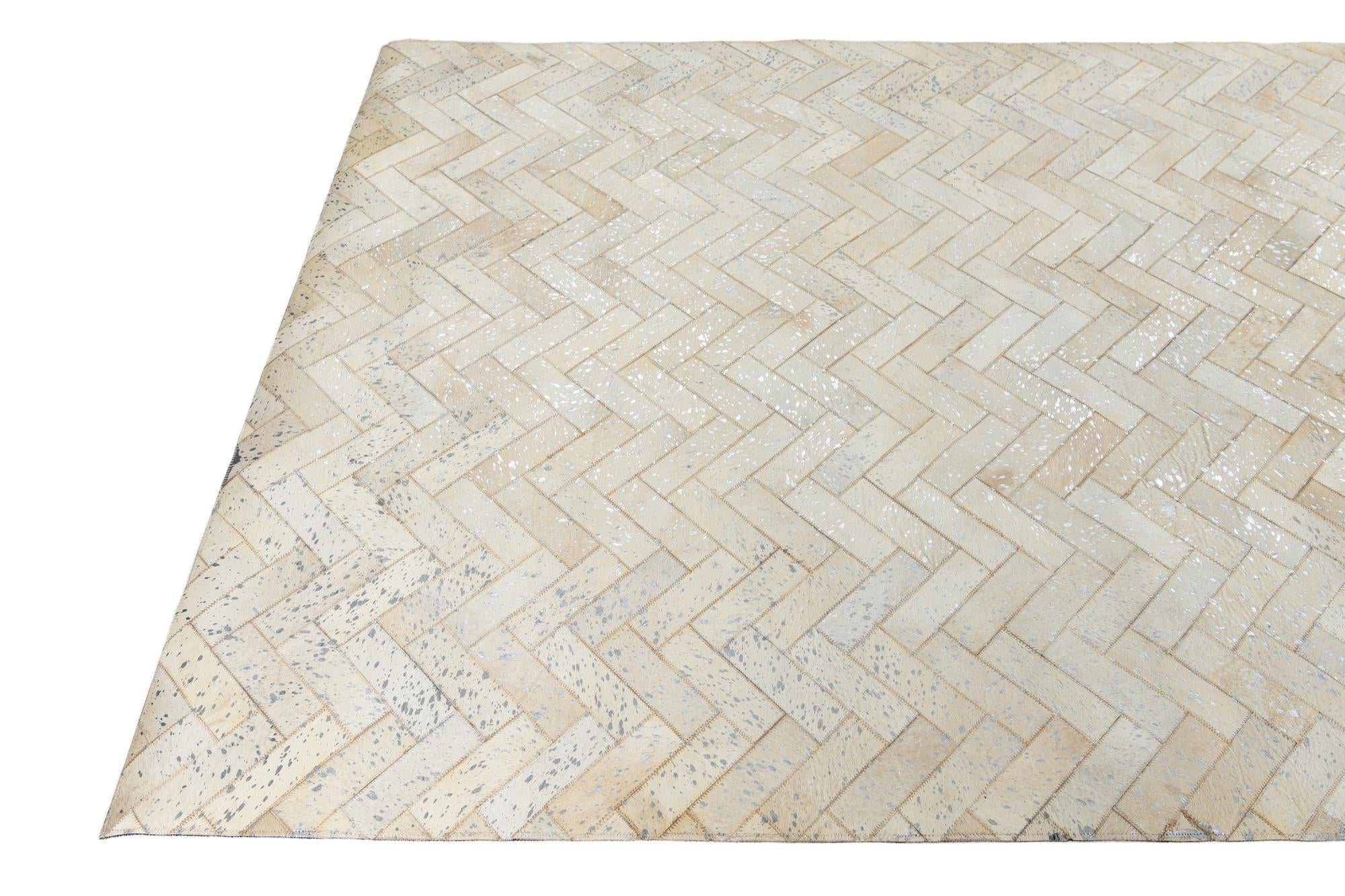 5' x 7' 10 Cowhide Leather Rug