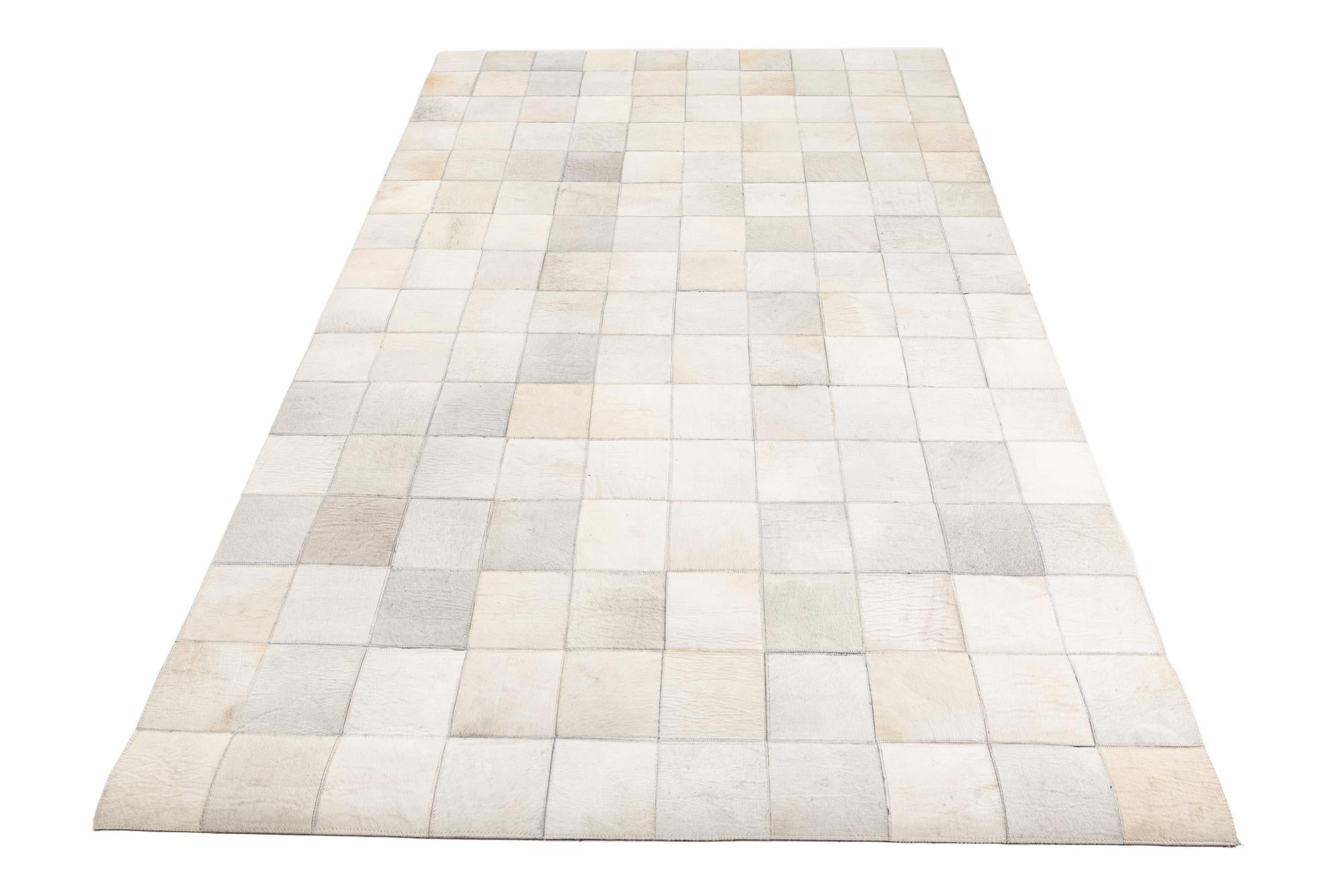 5' x 7' 9 Cowhide Leather Rug