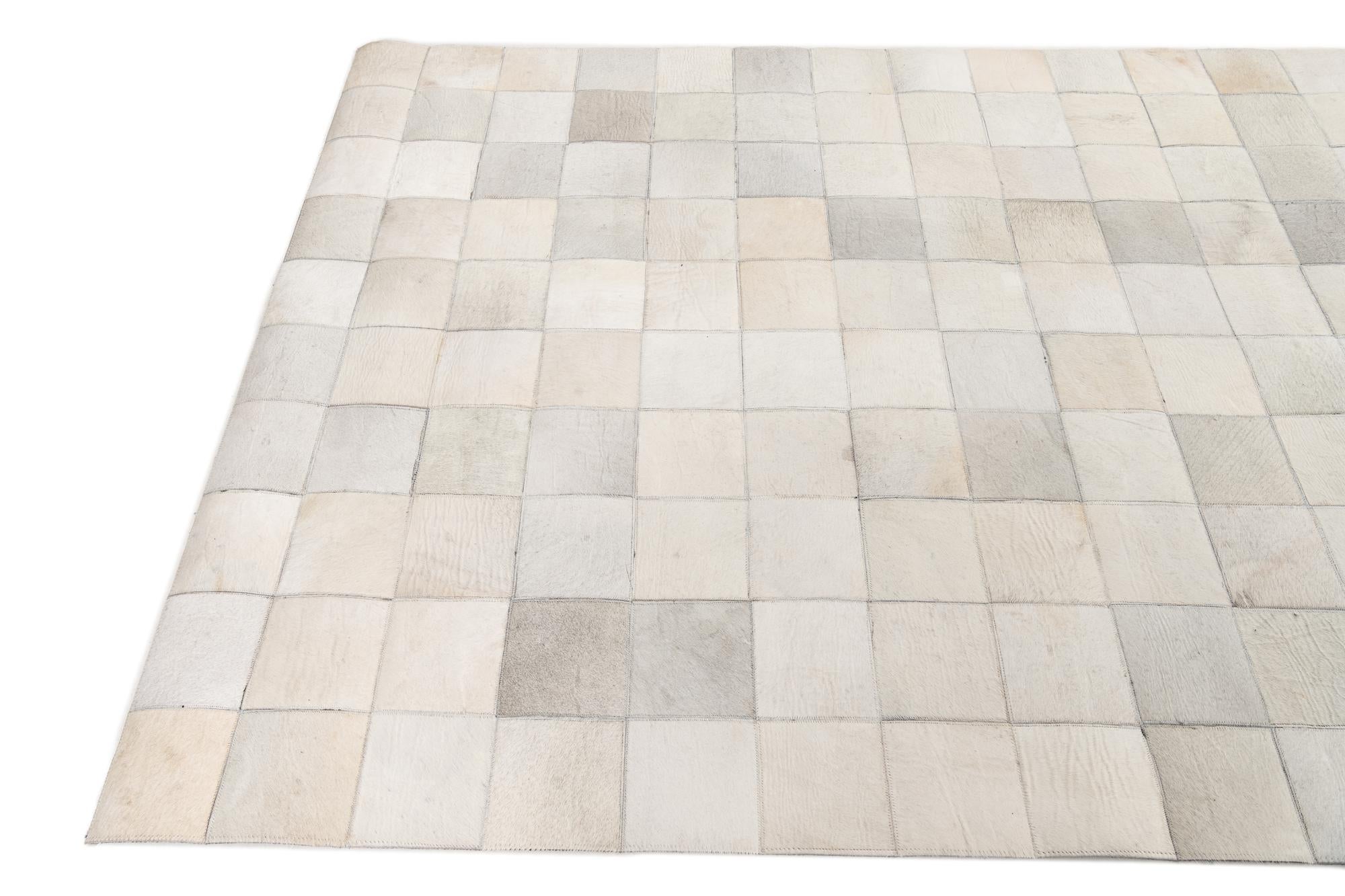5' x 7' 9 Cowhide Leather Rug