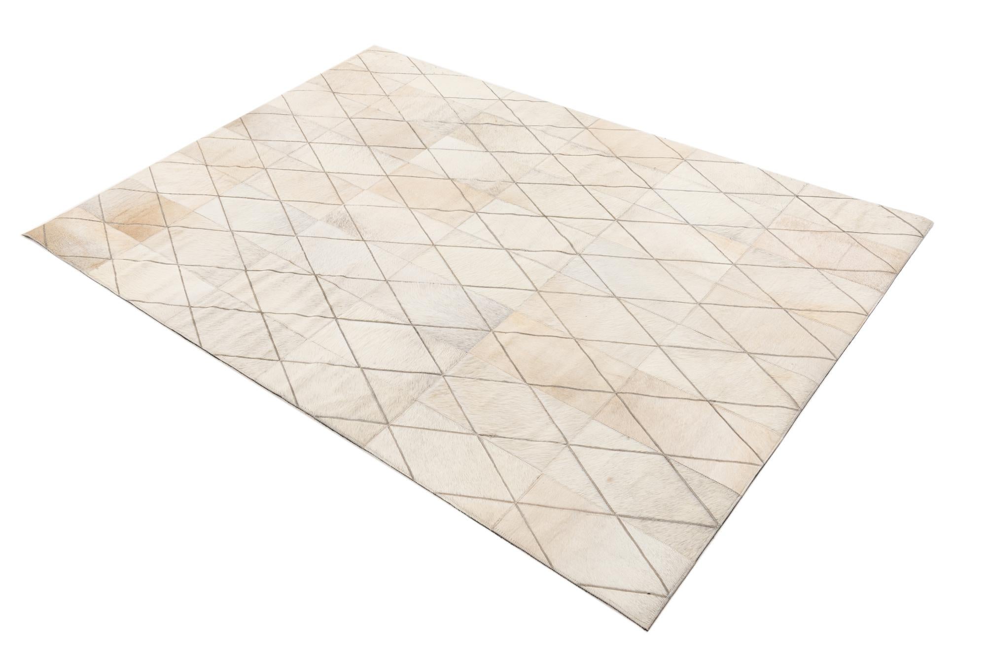 4' 1 x 5' 10 Cowhide Leather Rug