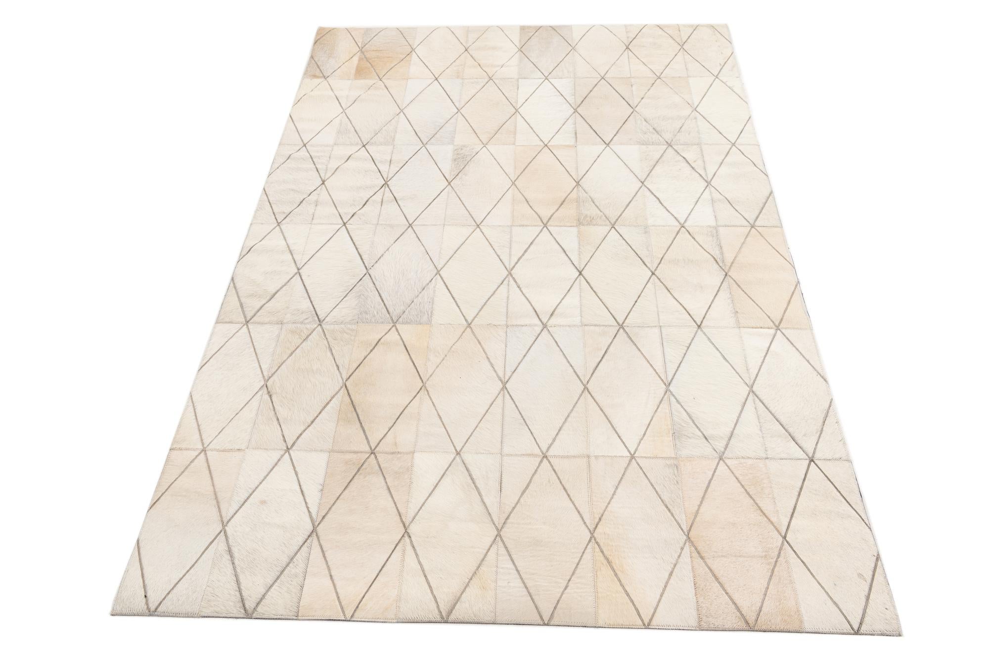 4' 1 x 5' 10 Cowhide Leather Rug