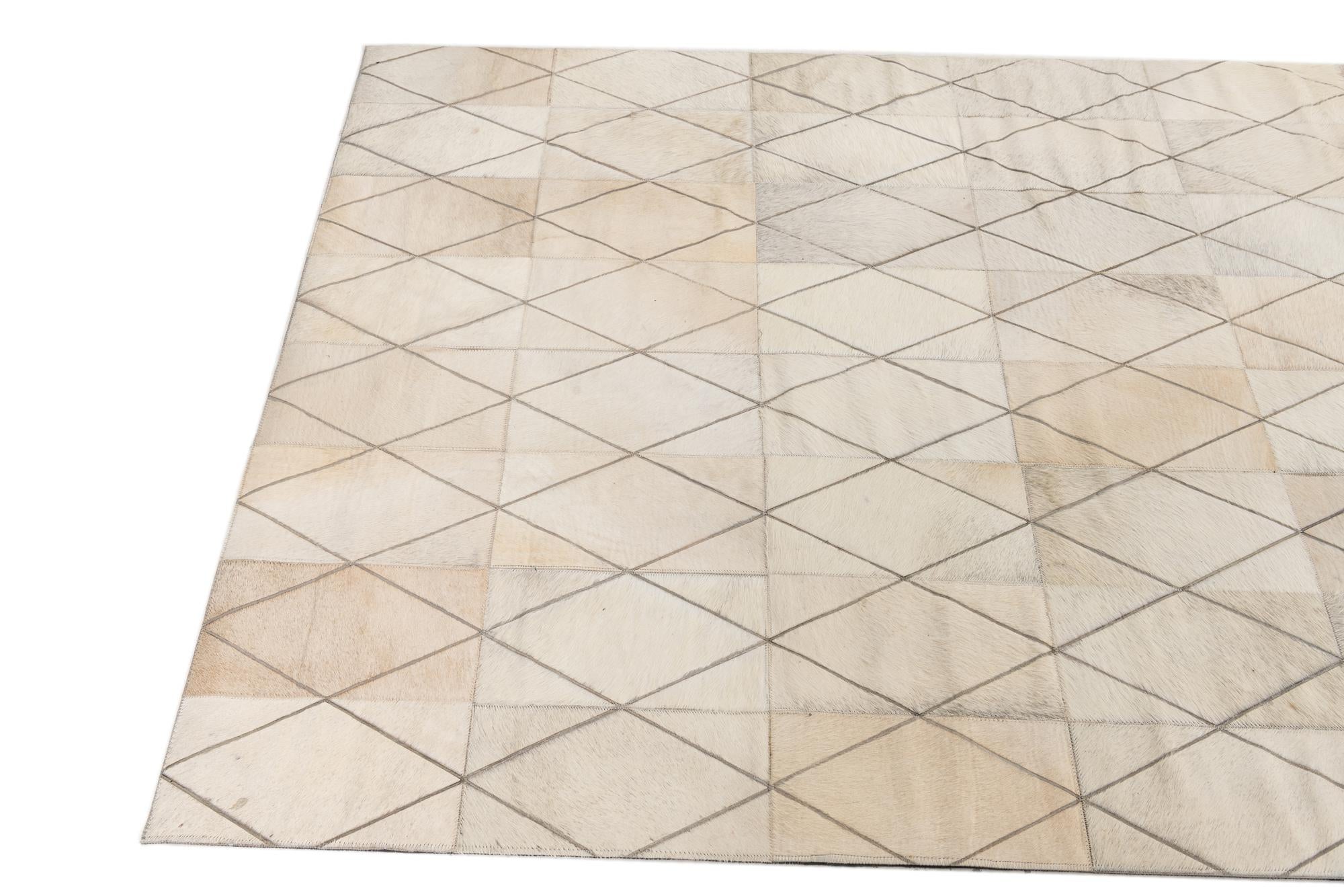 4' 1 x 5' 10 Cowhide Leather Rug