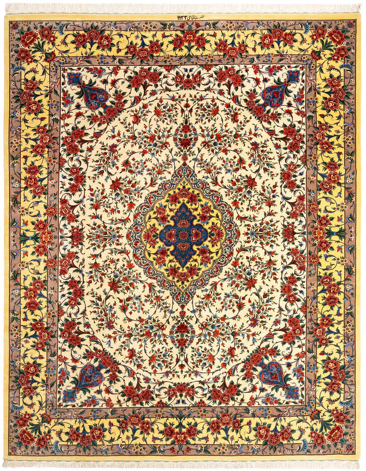 9' 10 x 13' 5 Ghom Wool Rug
