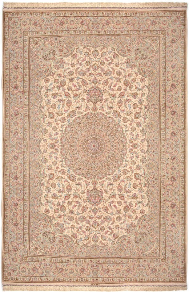 Detail image of 6' 6 x 9' 10 Ghom Silk Rug