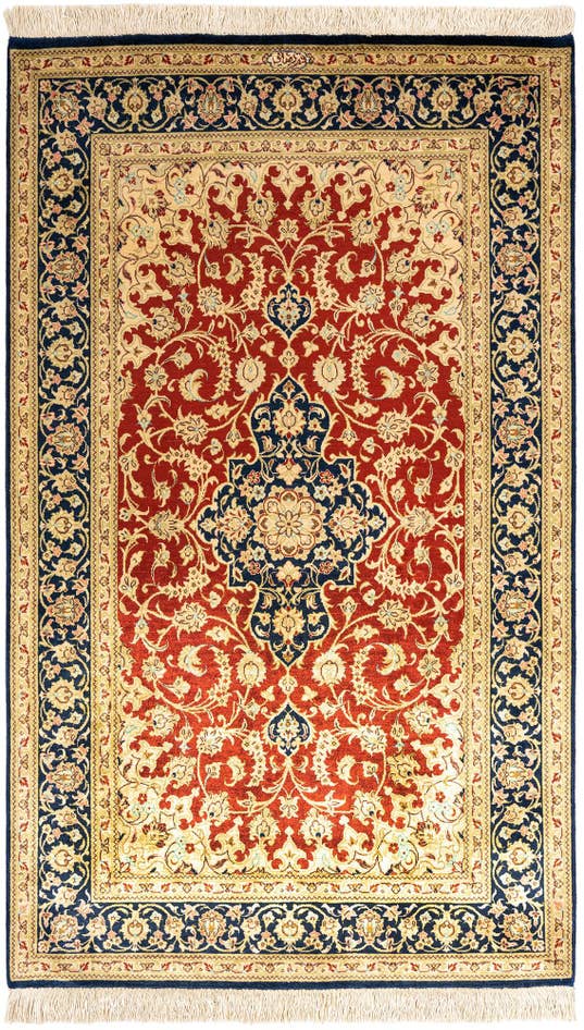 Detail image of 2' 7 x 4' 3 Ghom Silk Rug