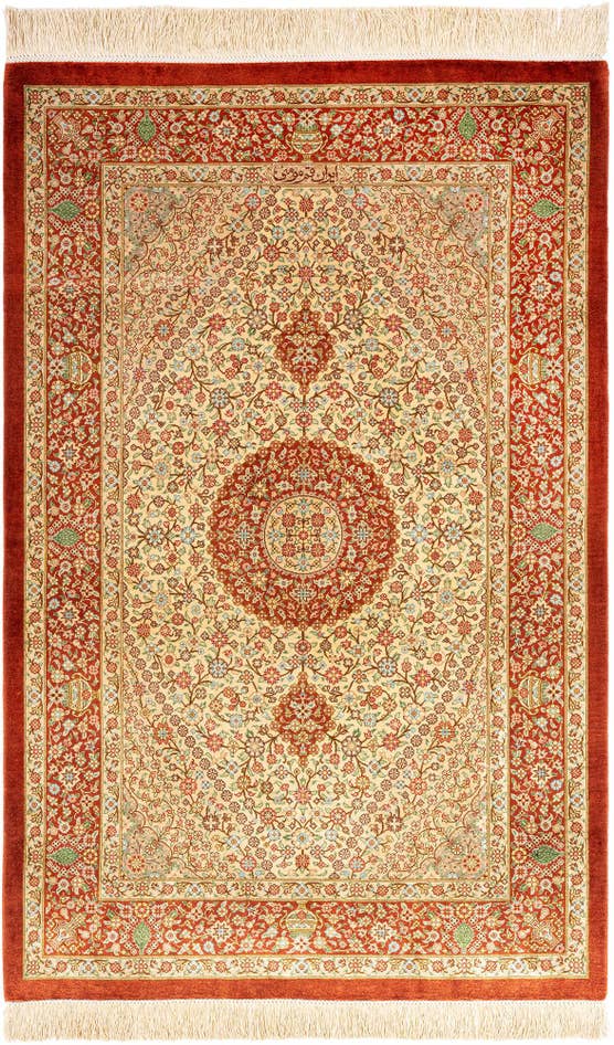 Detail image of 2' 7 x 4' Ghom Silk Rug