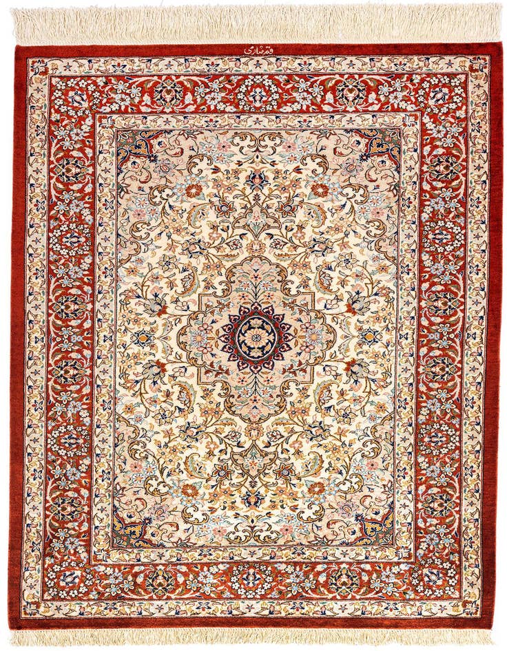 Detail image of 2' 7 x 4' Ghom Silk Rug