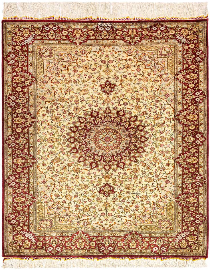 Detail image of 2' 7 x 4' Ghom Silk Rug