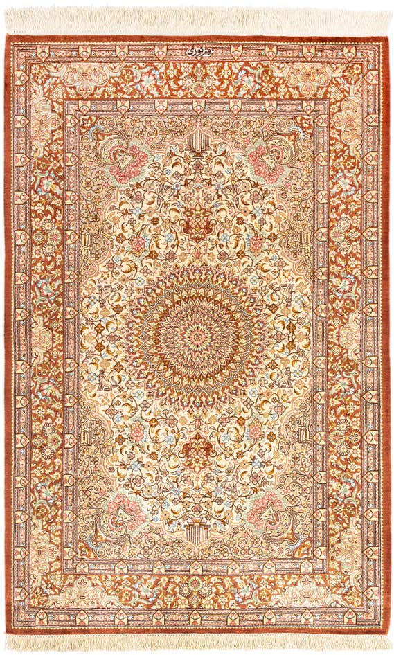 Detail image of 2' 7 x 4' 1 Ghom Silk Rug
