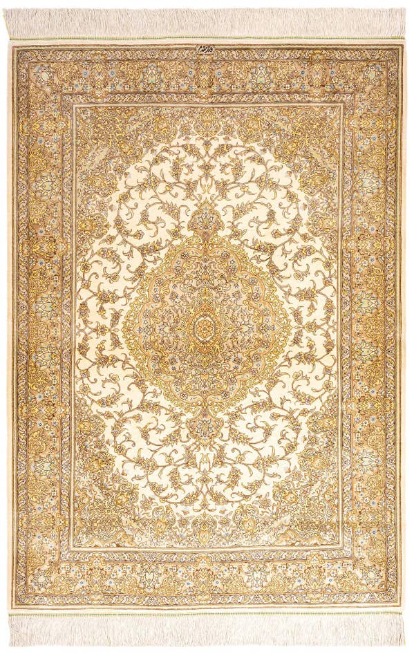 Detailfoto van 105cm x 150cm Ghom Silk Vloerkleed