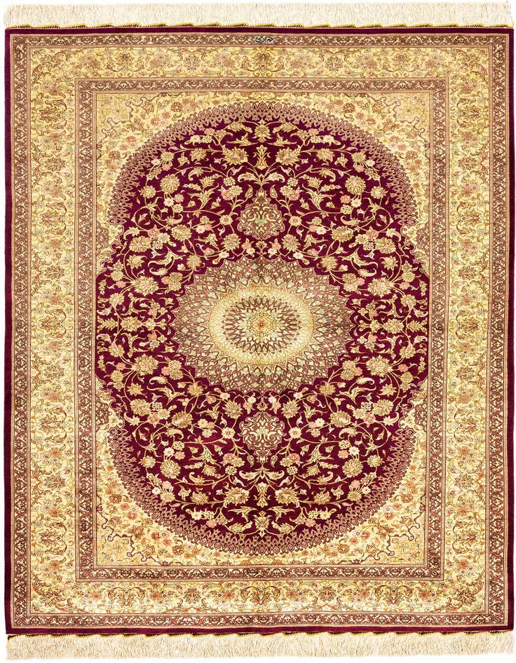 Detail image of 4' 3 x 6' 7 Ghom Silk Rug