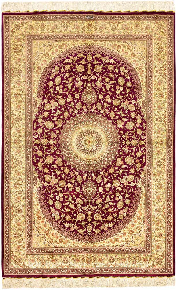 4' 3 x 6' 7 Ghom Silk Rug