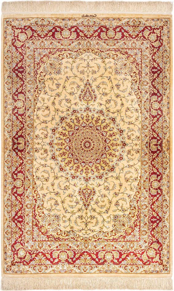 Detail image of 3' 4 x 4' 11 Ghom Silk Rug