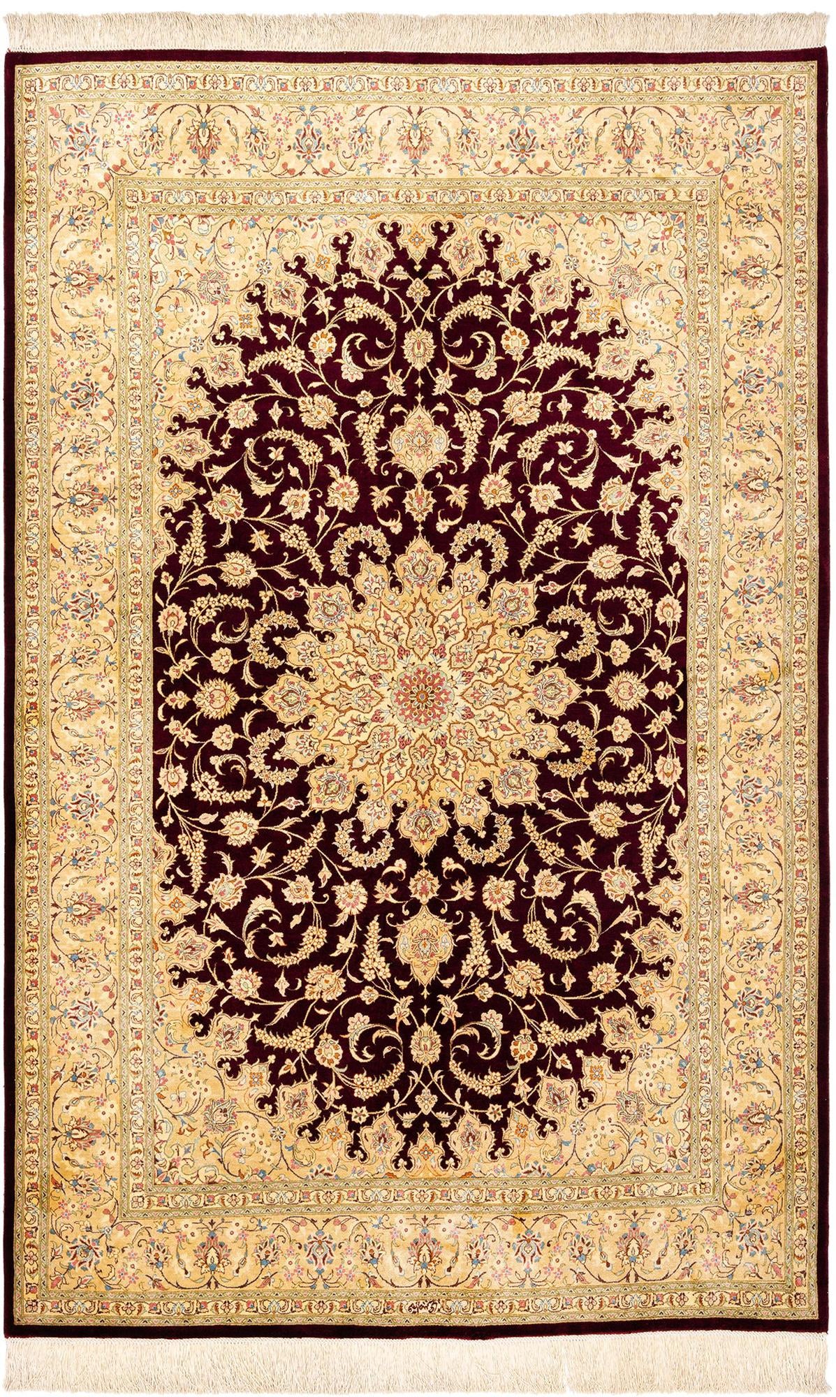 4' 4 x 6' 9 Ghom Silk Rug