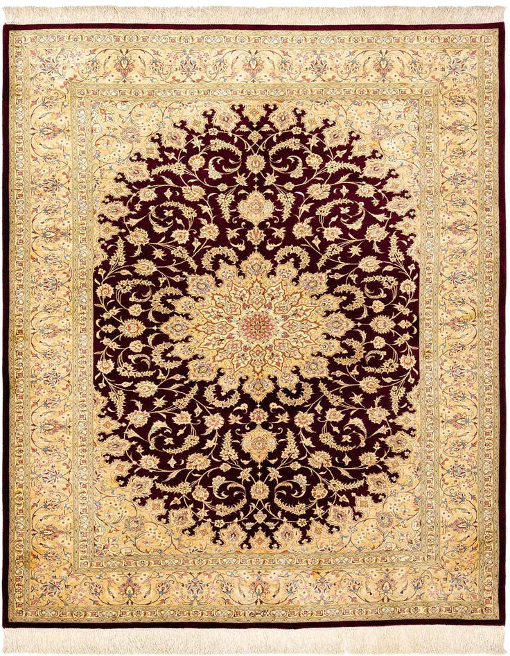 Detail image of 4' 4 x 6' 9 Ghom Silk Rug