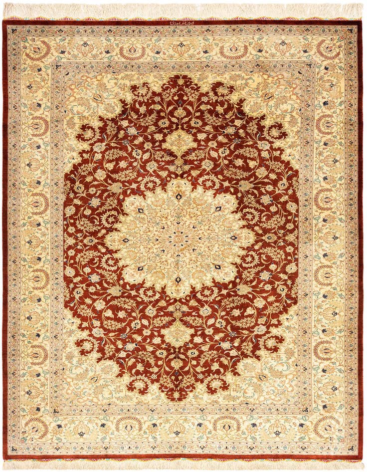 Detail image of 4' 6 x 6' 6 Ghom Silk Rug