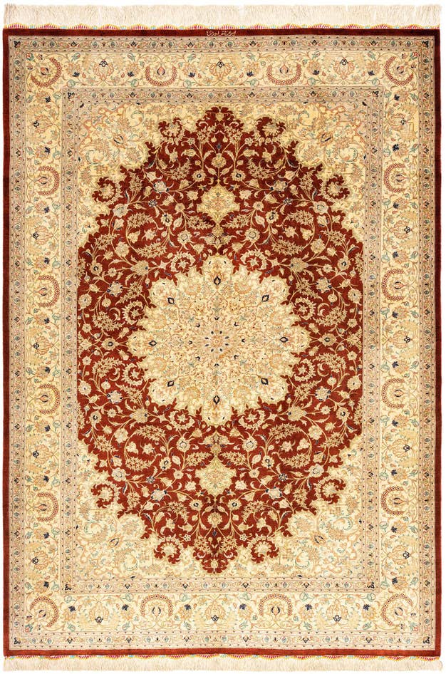 Detail image of 4' 6 x 6' 6 Ghom Silk Rug