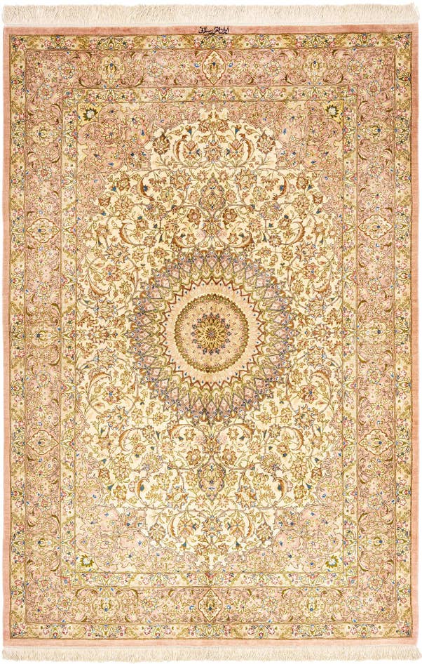 Detail image of 4' 3 x 6' 4 Ghom Silk Rug