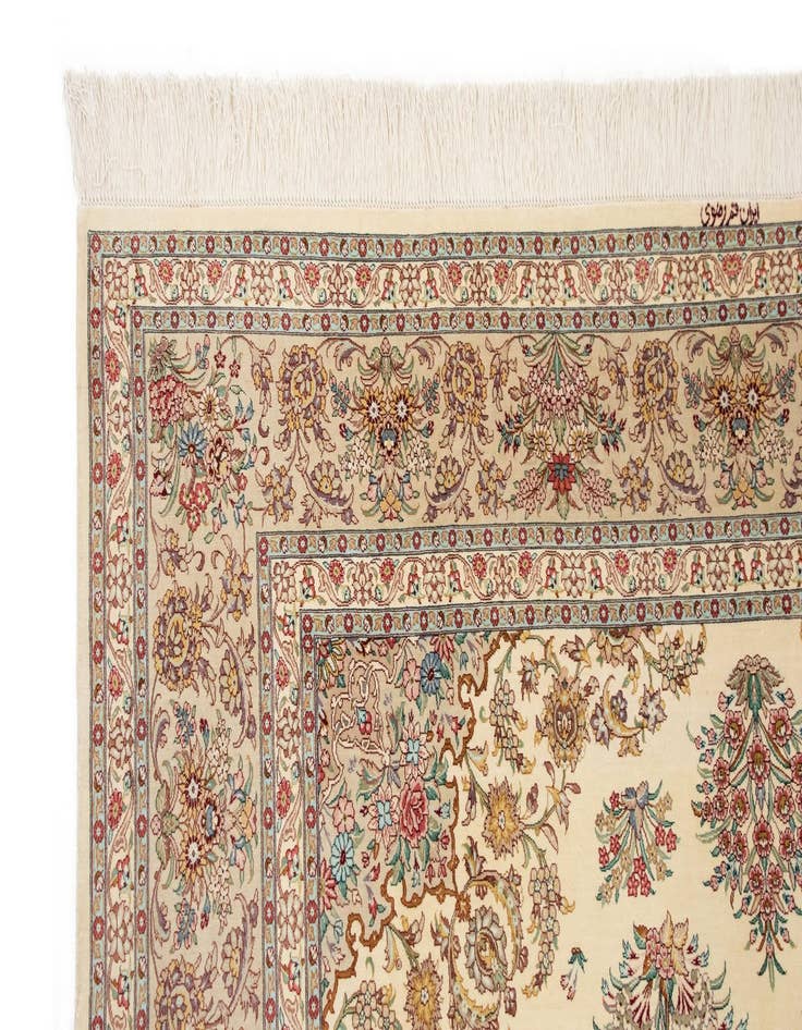 Detail image of 6' 6 x 9' 10  Hand Knotted Ghom Silk Persian Rug