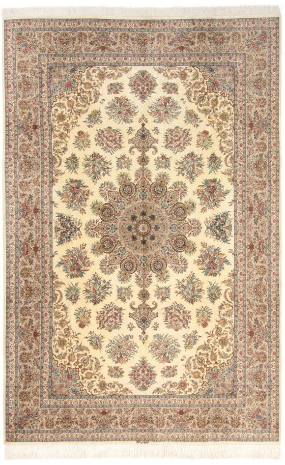 Detail image of 6' 6 x 9' 10 Hand Knotted Ghom Silk Persian Rug