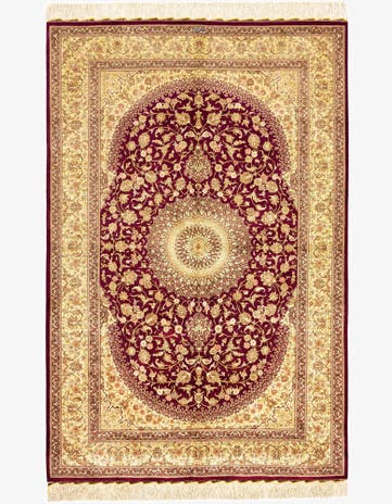 4' 3 x 6' 7 Ghom Silk Rug