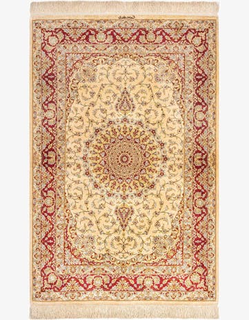 3' 4 x 4' 11 Ghom Silk Rug