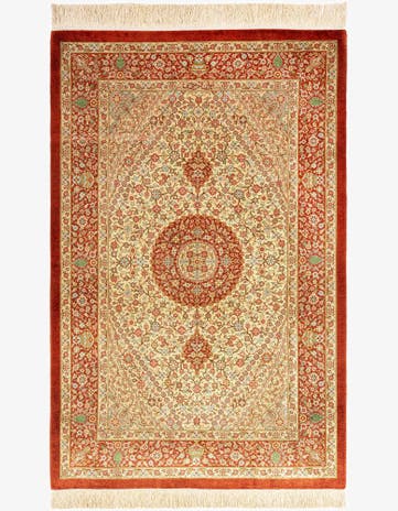 2' 7 x 4' Ghom Silk Rug