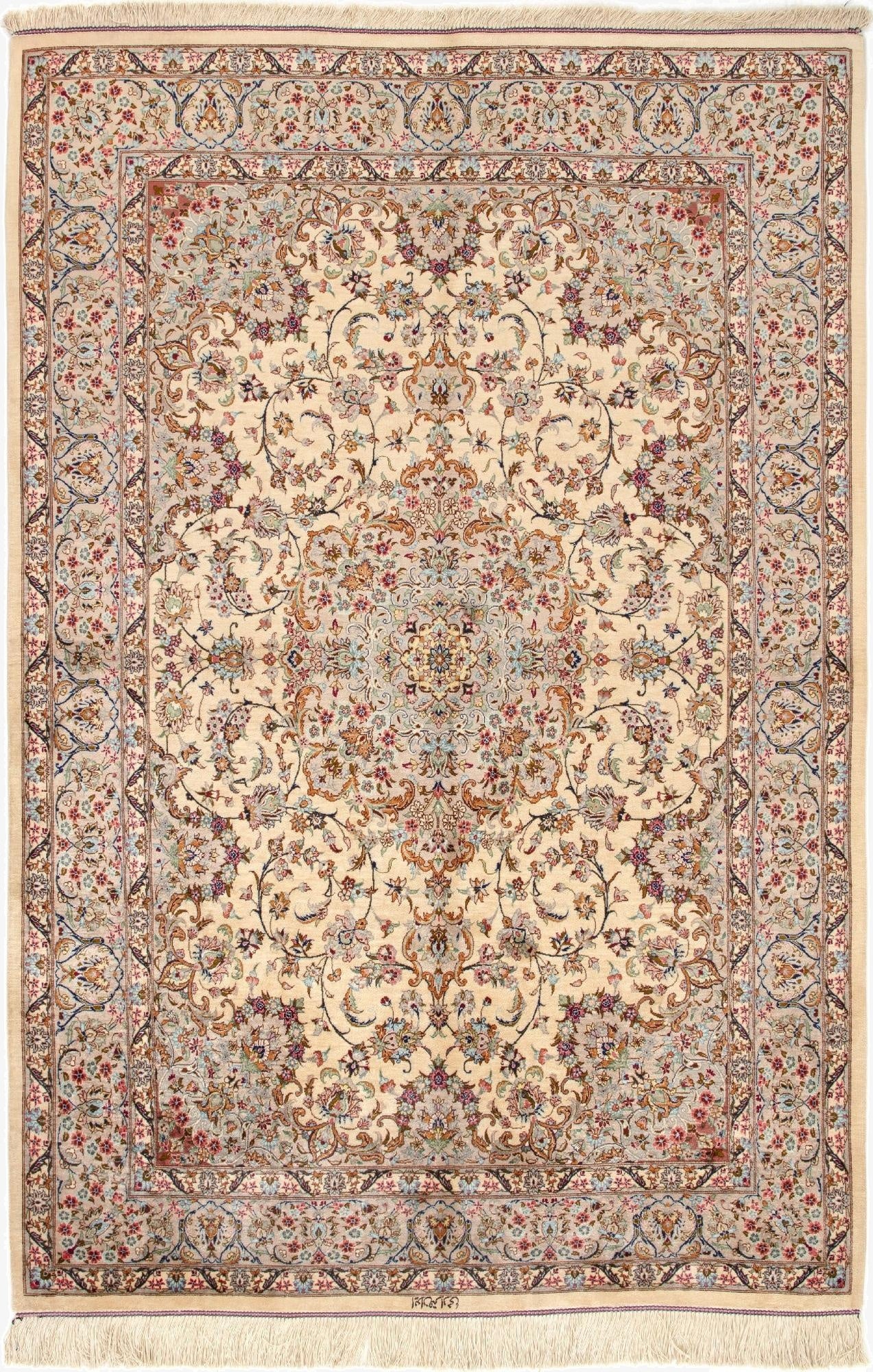 4' 3 x 6' 7 Ghom Silk Rug