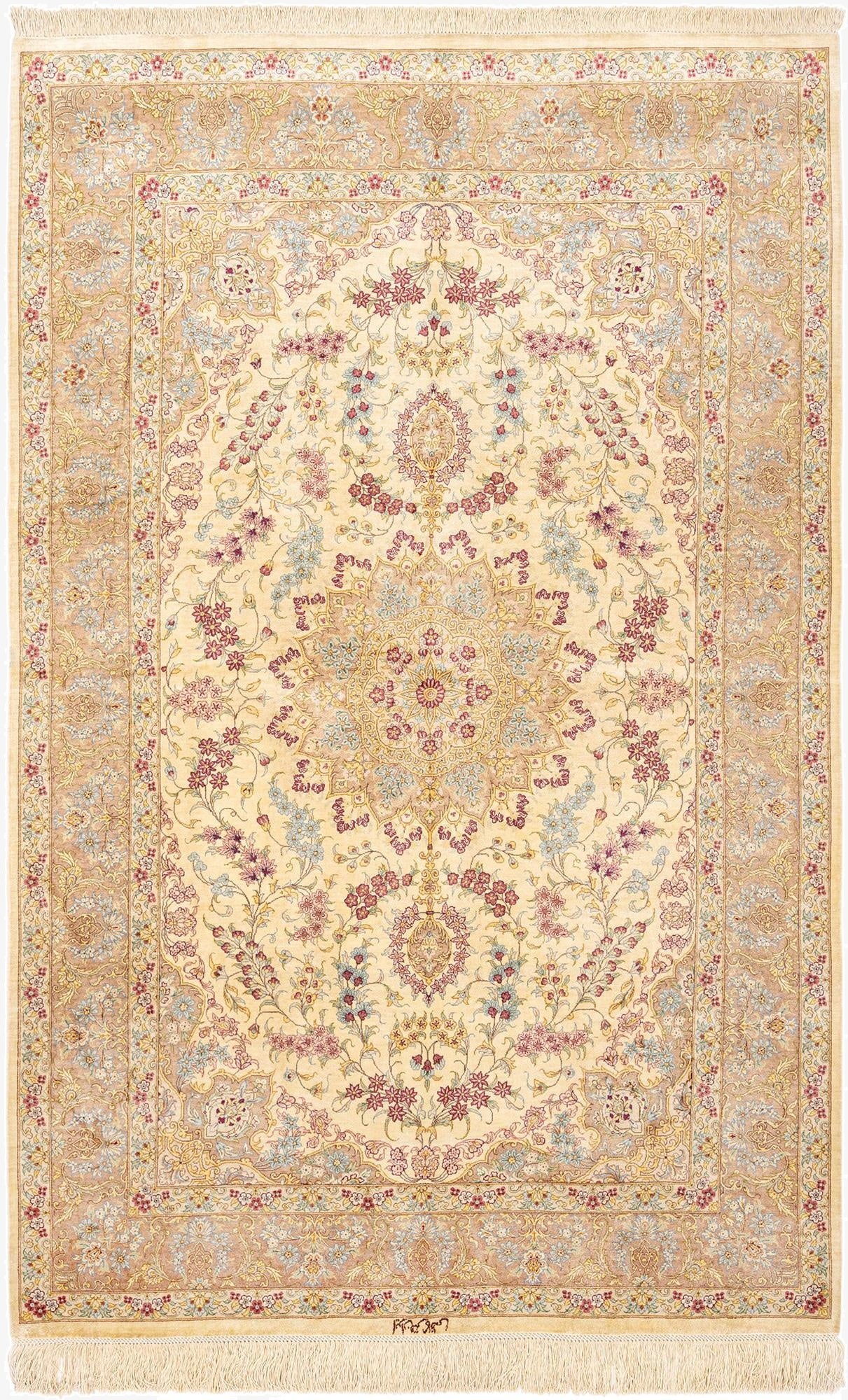 4' 4 x 6' 7 Ghom Silk Rug