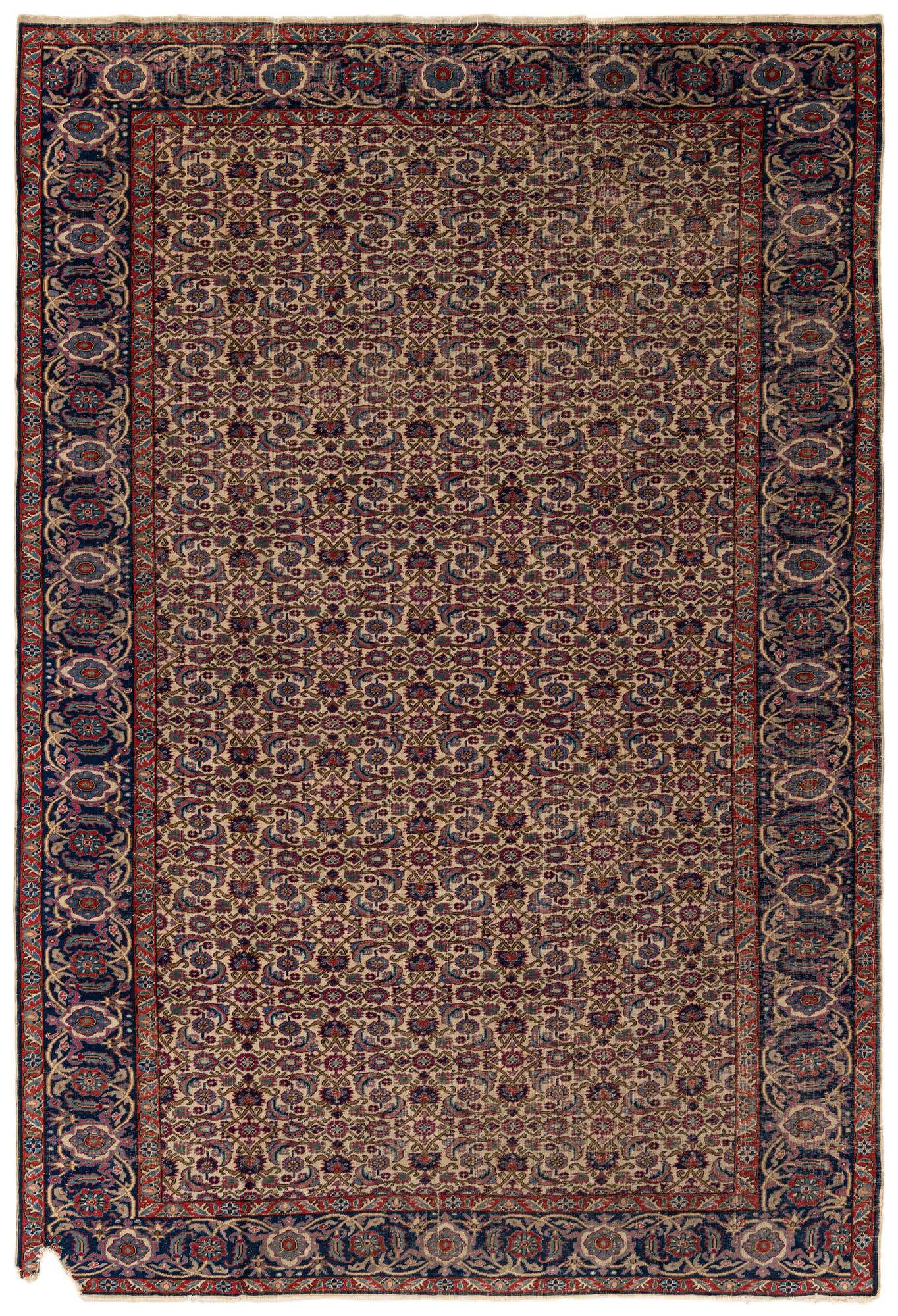 6' 6 x 9' 6 Hand Knotted Hossainabad Persian Wool Rug