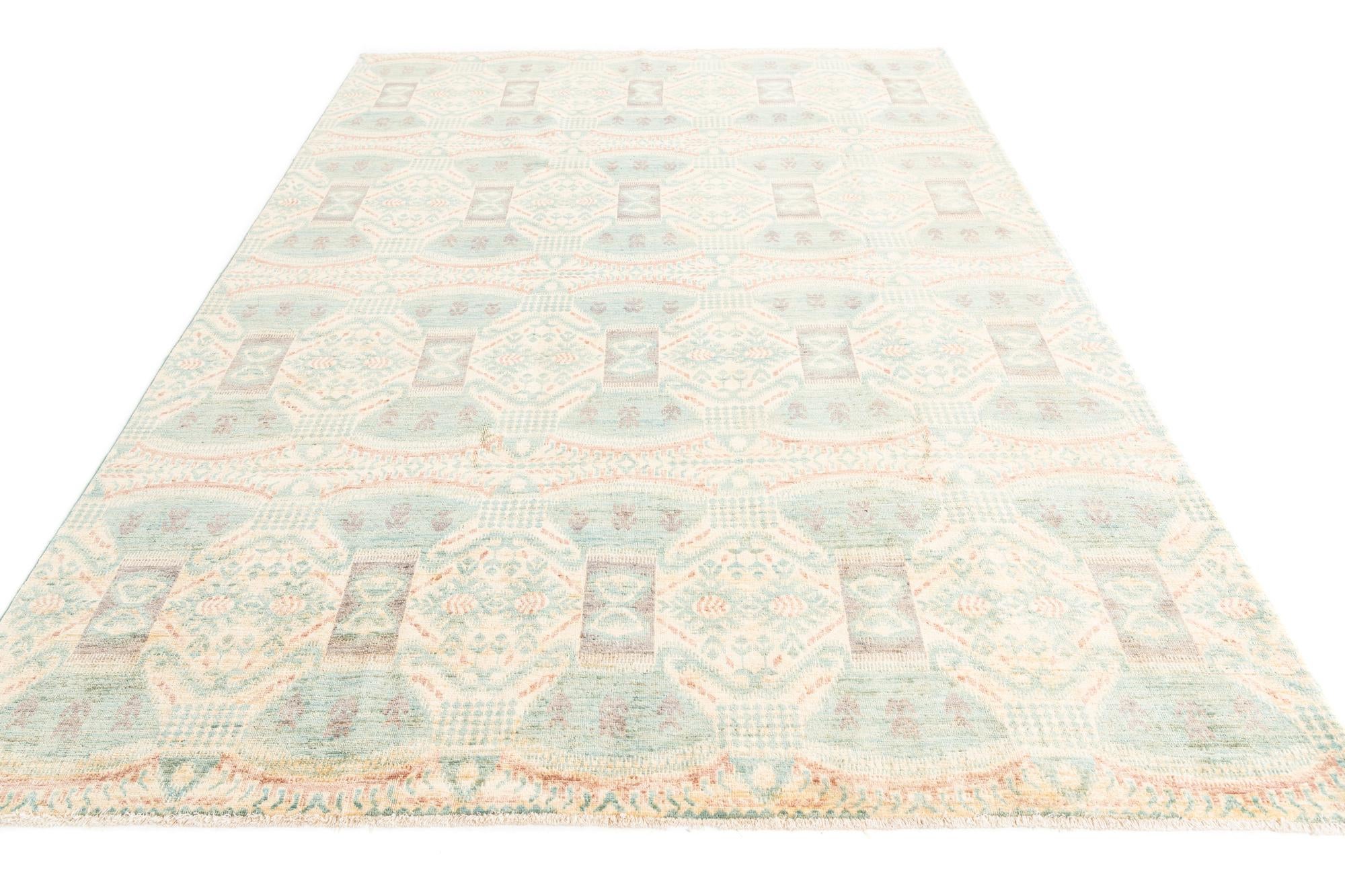 6' 10 x 9' 7 Hand Knotted Ikat Oriental Rug