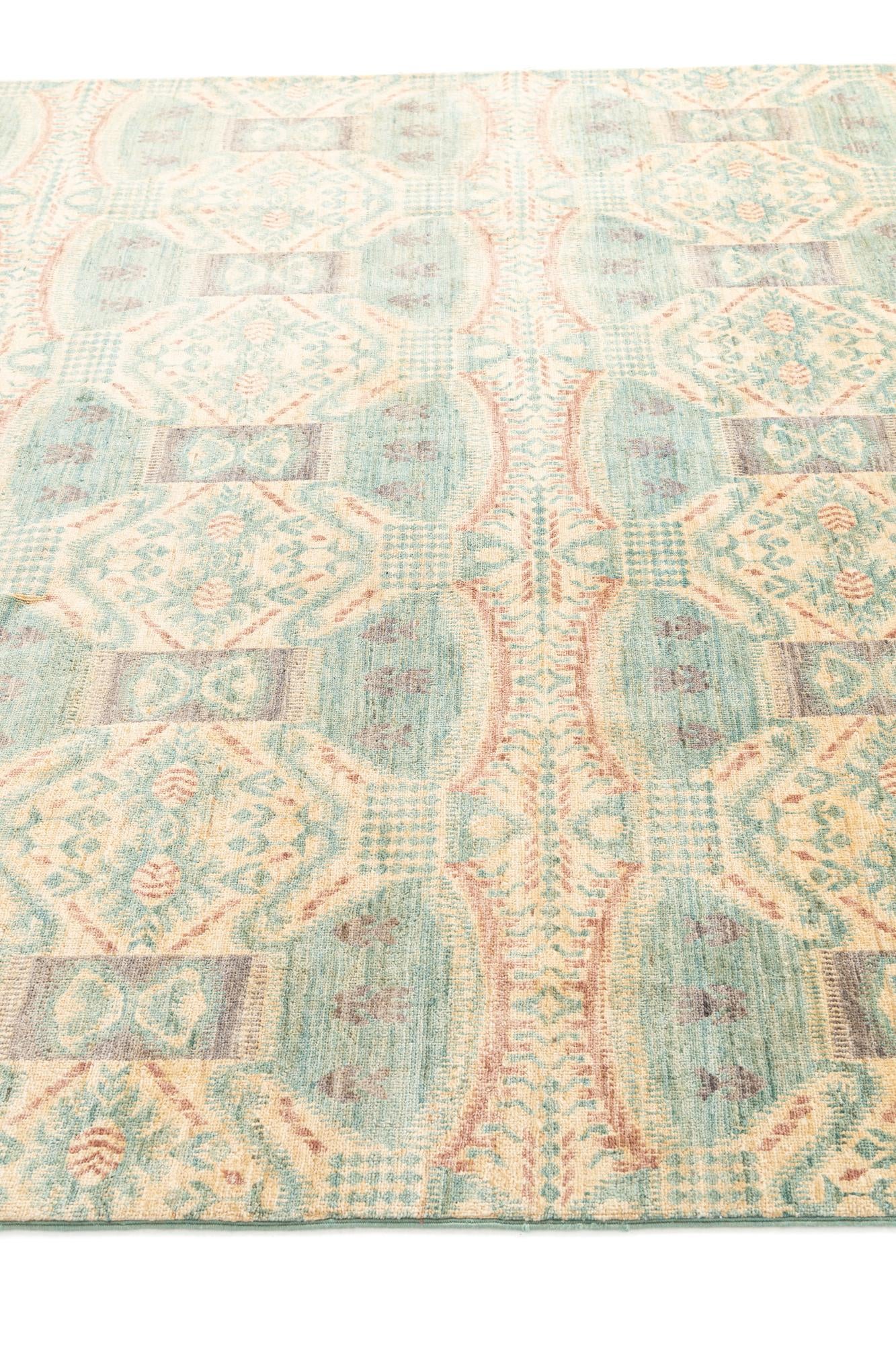 6' 10 x 9' 7 Hand Knotted Ikat Oriental Rug