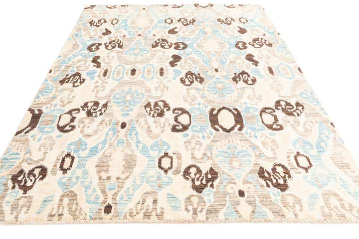 6' 8 x 9' 3 Hand Knotted Ikat Oriental Rug