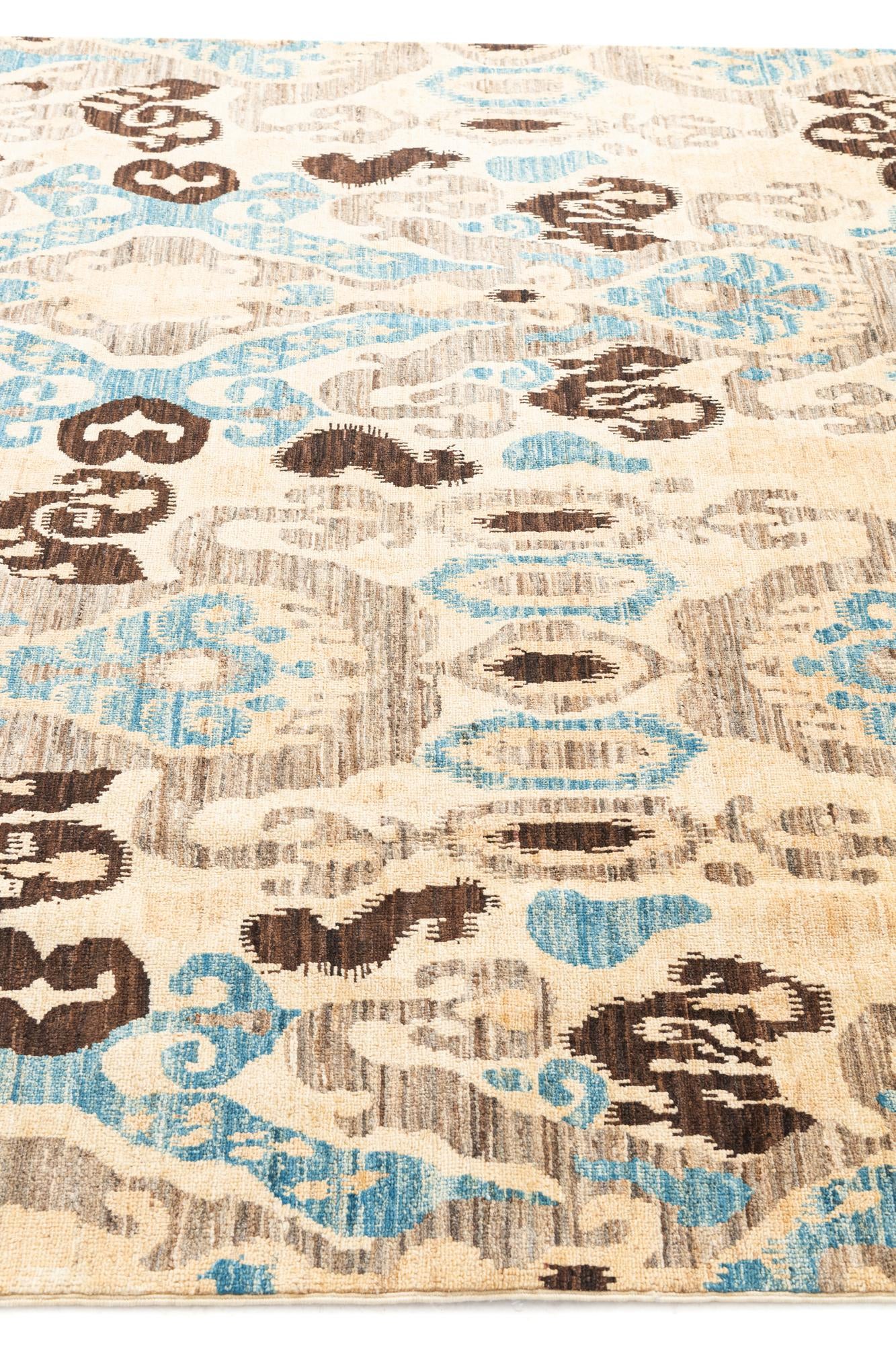 6' 8 x 9' 3 Hand Knotted Ikat Oriental Rug