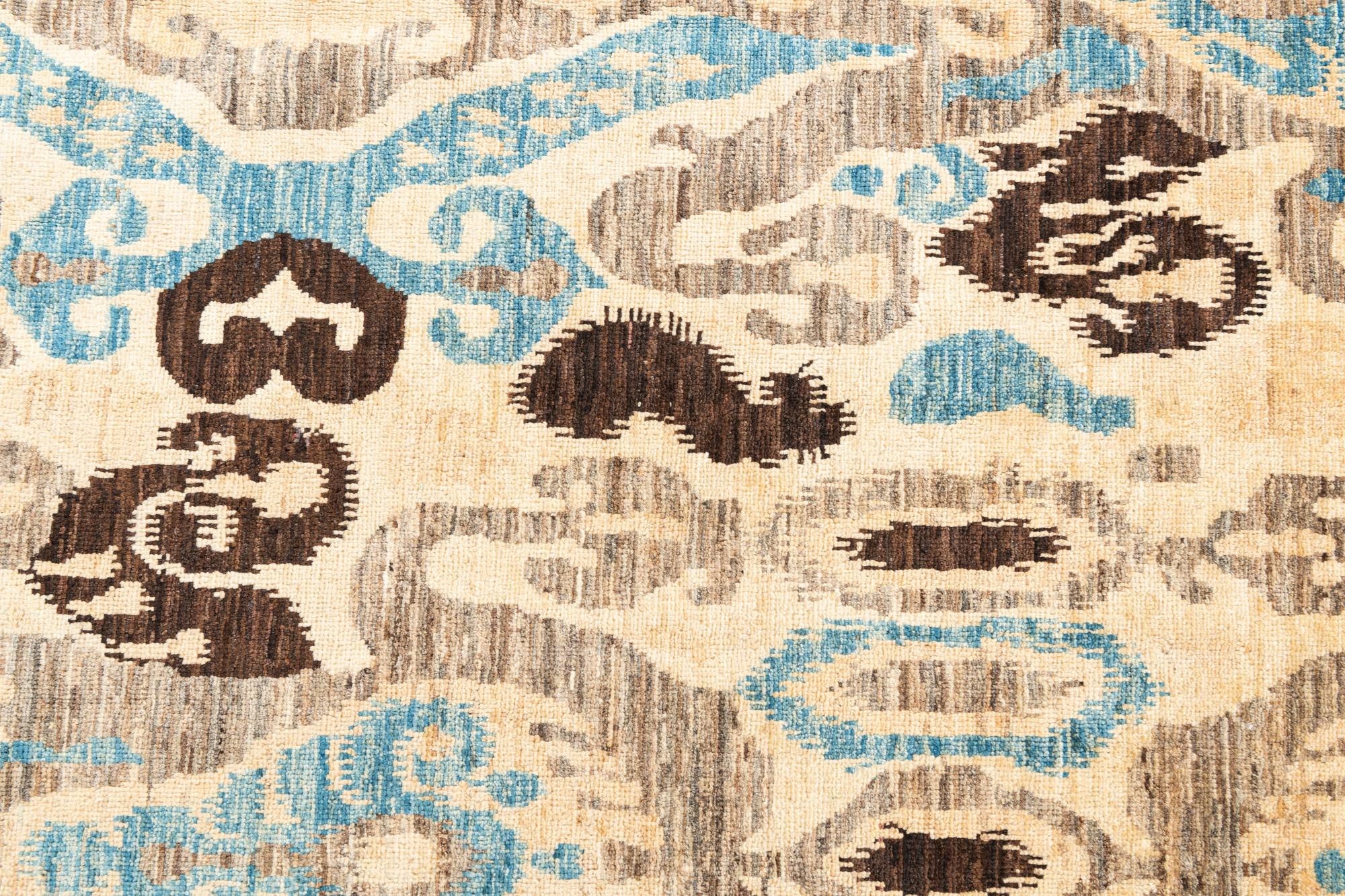 6' 8 x 9' 3 Hand Knotted Ikat Oriental Rug