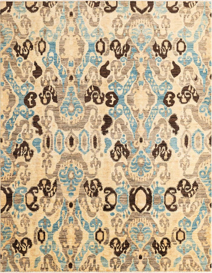 Detail image of 6' 8 x 9' 3 Hand Knotted Ikat Oriental Rug