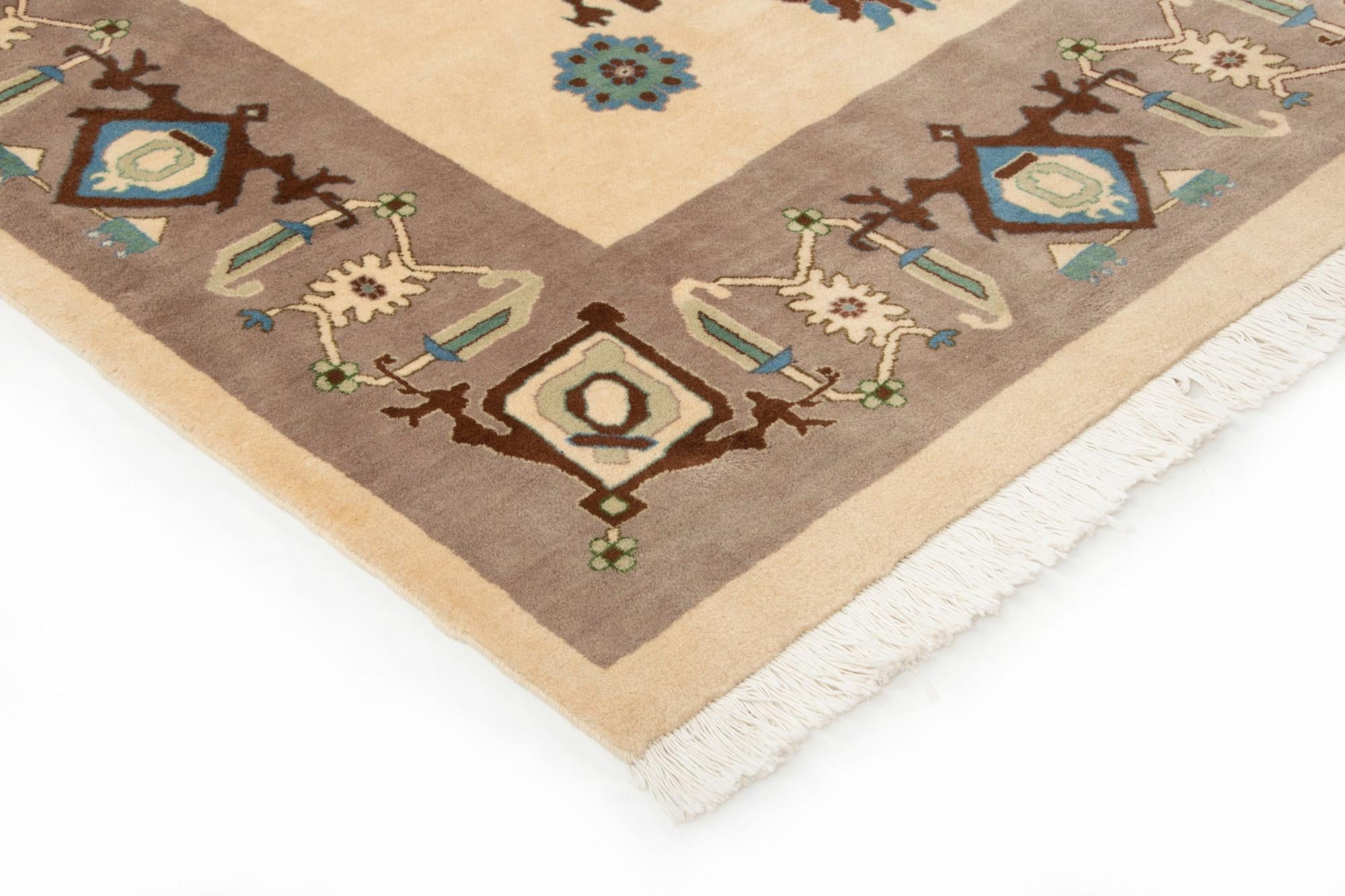8' x 10' Hand Knotted Indo Tabriz Wool Rug