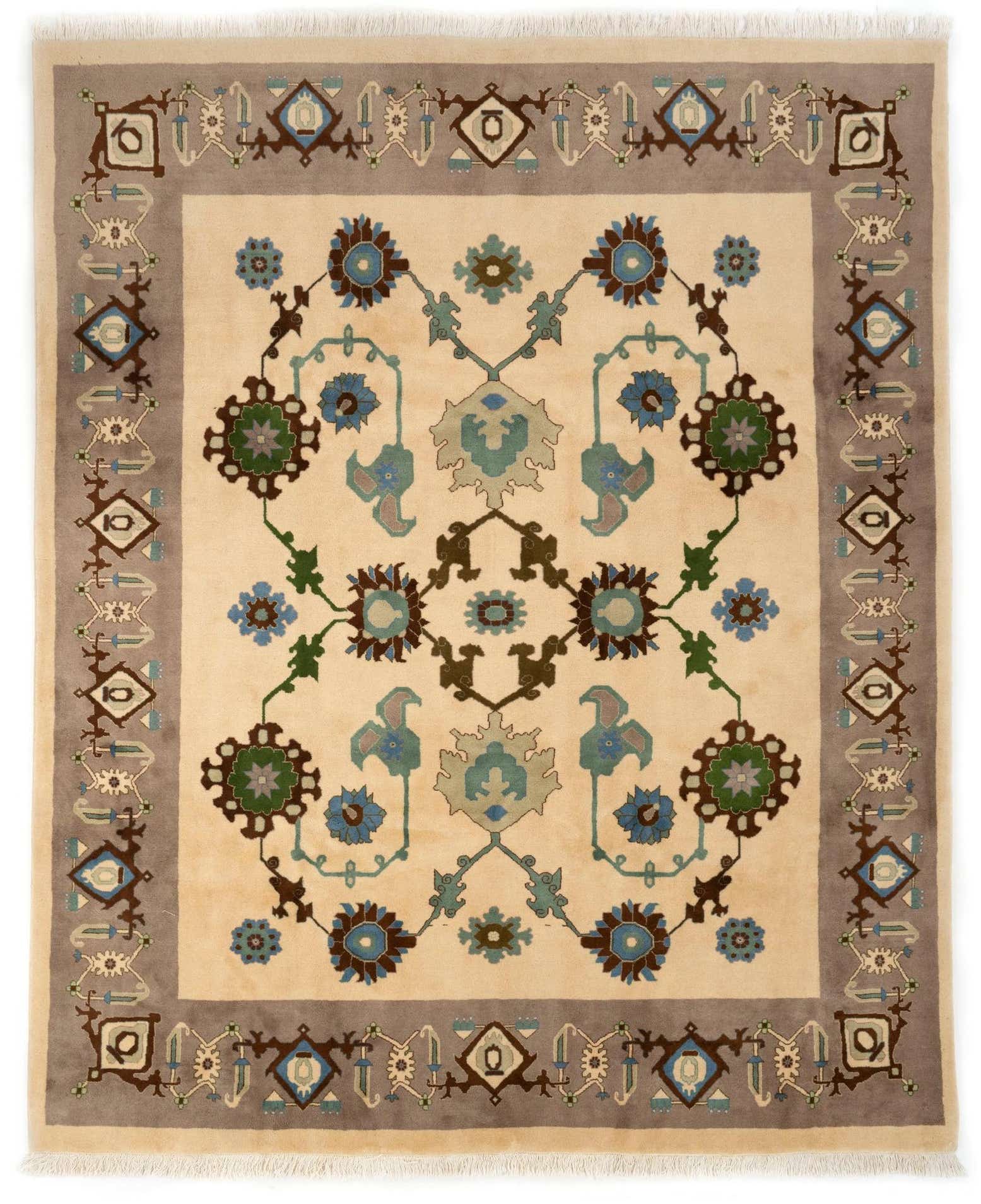 8' x 10' Hand Knotted Indo Tabriz Wool Rug