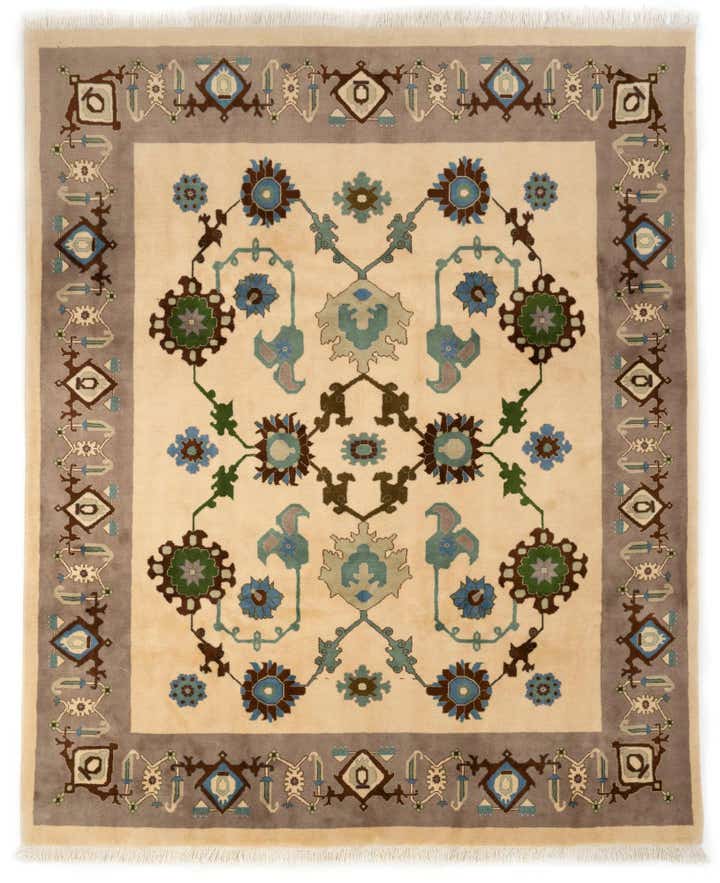 8' x 10' Hand Knotted Indo Tabriz Wool Rug