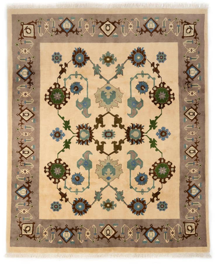 Detail image of 8' x 10' Hand Knotted Indo Tabriz Wool Rug